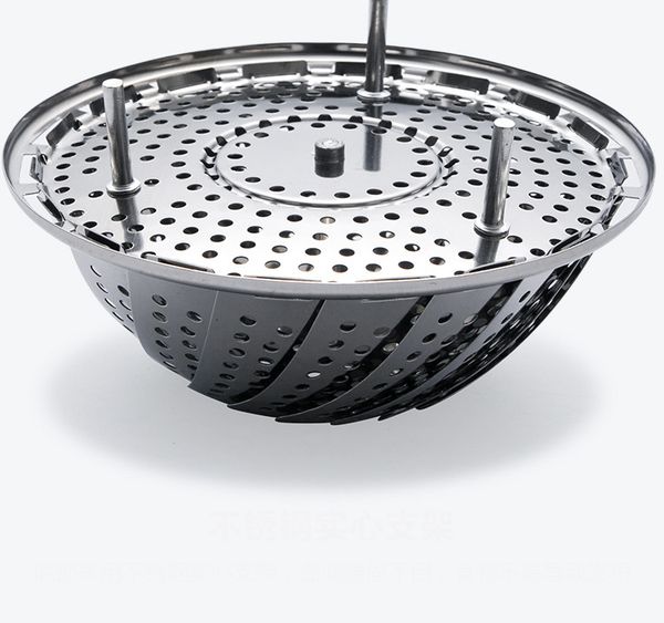 

thicken retractable stainless steel steamer round non-magnetic large steaming box steaming fruit bowl basket steaming rack