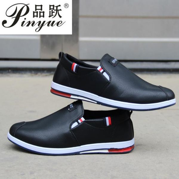 

size 39-44 autumn men leather loafers slip on casual shoes for mens moccasins shoes leisure, Black