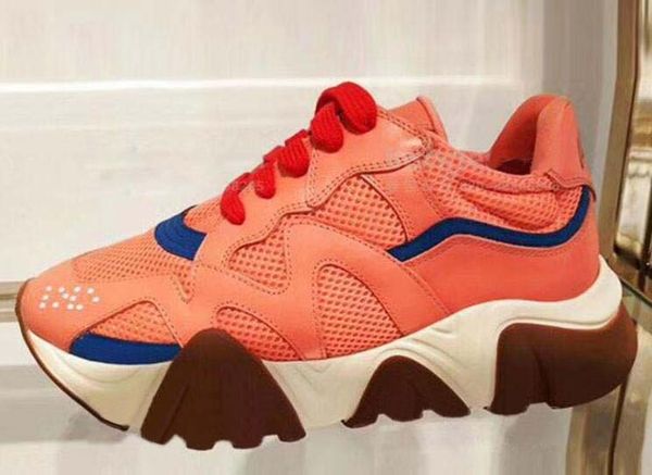 

latest chain reaction 19fw men sneakers mesh stitching leather casual shoes luxury designer men squalo platform sports logo casual shoes d1, Black