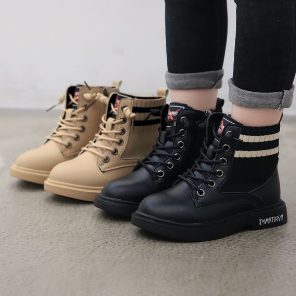 

new luxury casual baby boy shoes mid-leather boots toddler boy zip martin boots kids good quality fashion boys sock, Black;grey