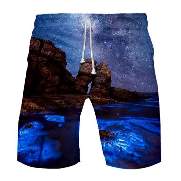 

abstract art print shorts men casual strapped hawaiian beach fit sport loose shorts sunga masculina praia erkek giyim, White;black