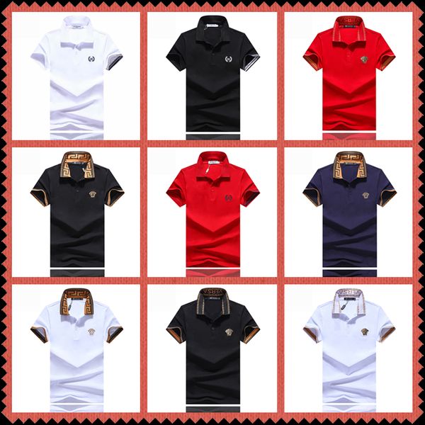 

mens designers striped patchwork embroidery polos casual long sleeve tees slim contrast color fashion turn down collar mens, White;black