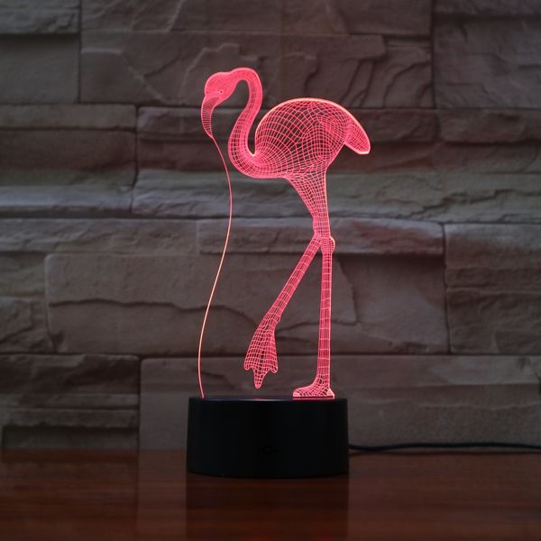 

flamingo night lamp 3d illusion 7 color changing decorative light kids girl gift animals flamingo desk led night light bedside
