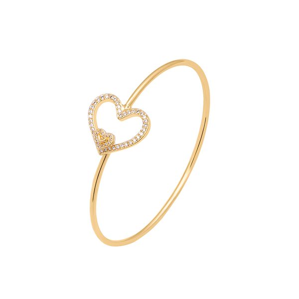 

2020 new fashion classic cubic zirconia bangles for women gold color rhinestone love heart bracelet simple trendy jewelry, Black