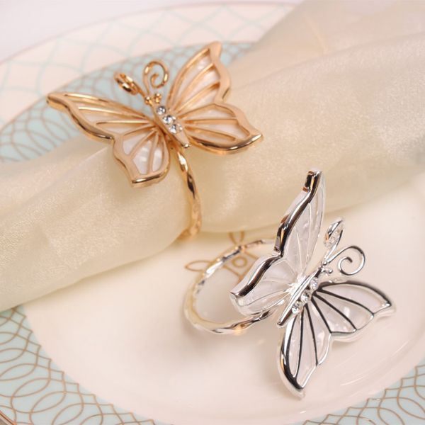 

butterfly napkin ring for wedding stainless steel gold silver butterfly napkin holder ring banquet table decoration