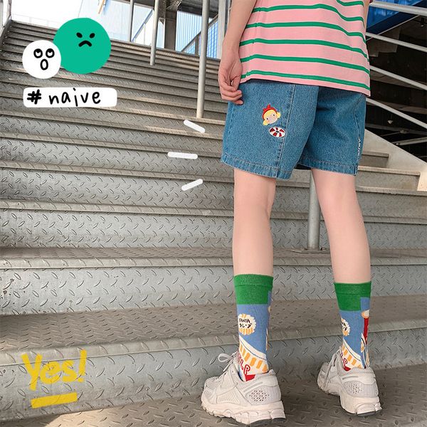 

summer women cute little girl embroidery shorts young girl student soft sister denim shorts loose ulzzang preppy style, White;black