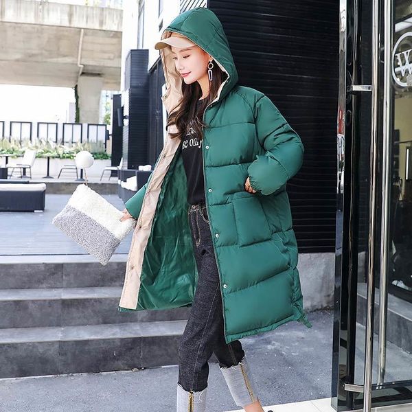 

back season special selling cotton woman 2019 thickening long fund down cotton-padded clothes will code easy winter loose coat, Black