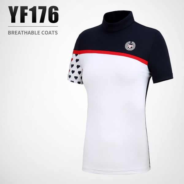 

pgm golf dress ladies short sleeve t-shirt spring and summer short sleeve women's dress + skirt sports suit, Black;blue