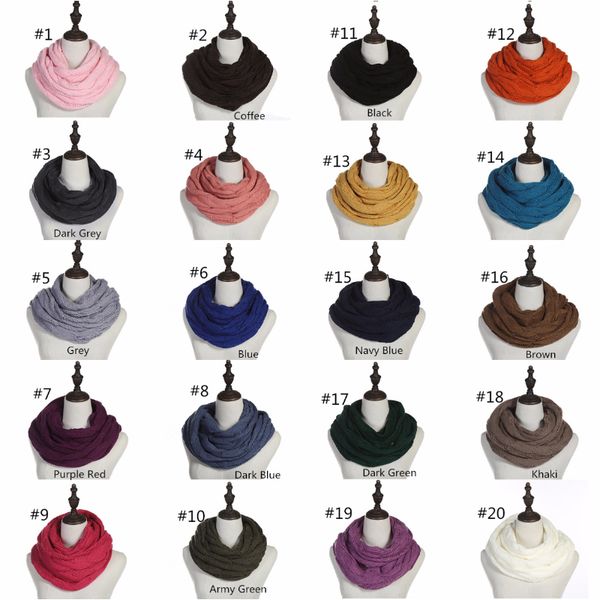 

140*35 cm women's winter warm scarf knit scarf woolen girls knitted ring loop crochet scarf neck scarves neckerchief 25 colors, Blue;black