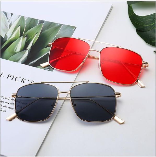 

new type large frame double beam sunglasses thin frame sunglasses anti-blue radiation myopic glasses frame flat mirror, White;black