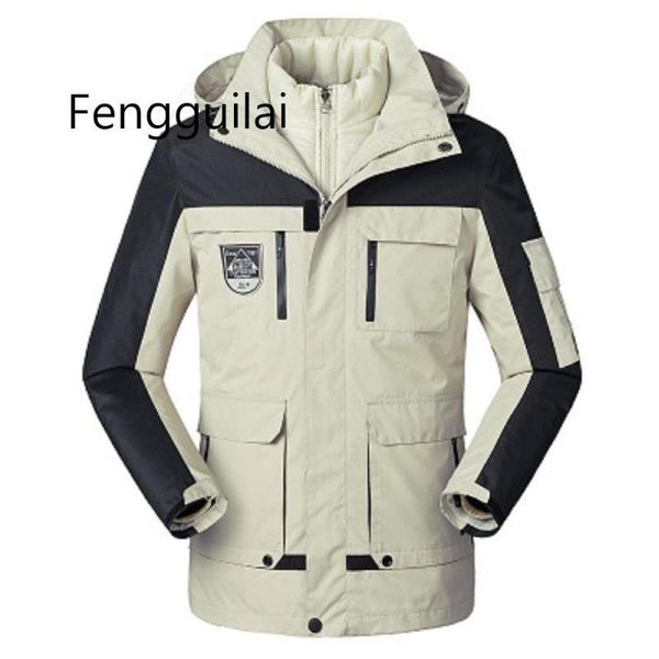 

зимнее утолщение пальто мужская мода спорт на открытом воздухе куртки теплый восхождение горная куртка мужская ветровка с капюшоном парки, Tan;black