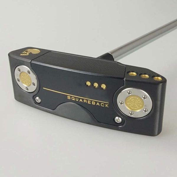 

golf putters 2018 sq back black strip shape putters gold skull steel shaft with rod cover ing