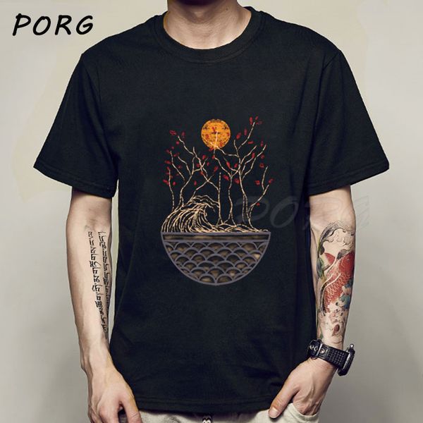 

nature ramen noodle men's funny t-shirt casual graphic t shirt women hip hop tshirt short sleeved o-neck, White;black