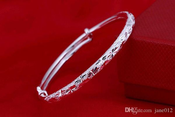 

990 sterling silver bracelet bangles fashion handmade carved designs jewelry adjustable wristband star baby's breath silver bracelet, Black