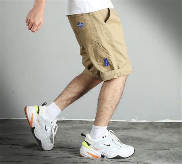 

Summer Mens Cargo Shorts Loose Knee Length Zipper Short Pants With Pockets