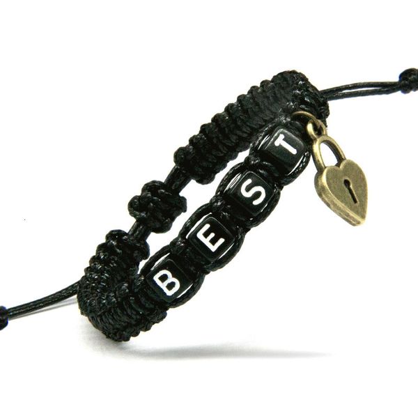 

2pcs/pair couple bracelets black lock and red friends key rope chain lovers gift handmade jewelry boyfriend charm bracelets, Golden;silver
