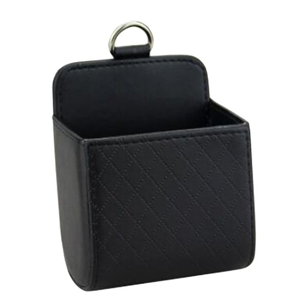 

car air vent organizer box storage bag with hook | universal auto mount outlet storage box hanging leather container pocket coin case bag