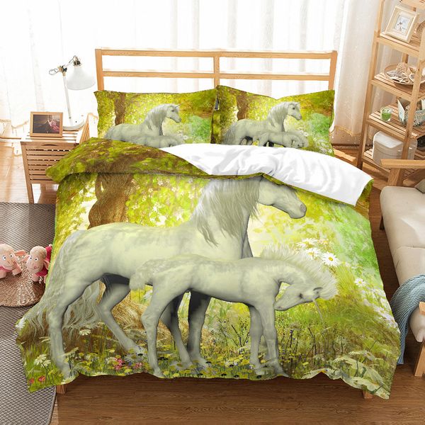 

3d print bedding set romantic unicorn accompany kids'/lovers' gift duvet cover set home textiles