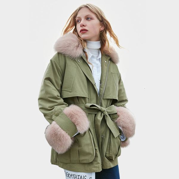 

winter jacket women real fur 2020 brand female goose down parkas real fox fur down parka female winter coat women snow outwear, Black