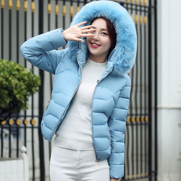 

женщины зима с капюшоном теплое пальто плюс размер 3xl цвета конфеты хлопка ватник студентки тонкий короткие parka wadded 6q2223, Black