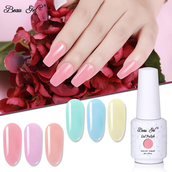 

beau gel 8ml jelly uv gel nail polish soak off translucent polish nail art manicure vernis semi permanent nude varnish, Red;pink