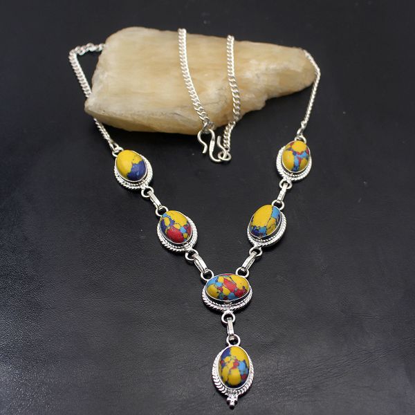 

beautiful royal mosaicjasper 925 sterling silver charm pendant necklace 18 inch tf816 ing