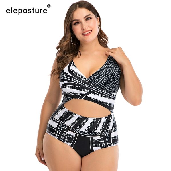 

2020 plus size swimwear women one piece swimsuit female hollow out bathing suits summer beach wear large size swimming suit, White;black