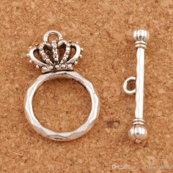 

crown bracelet toggle clasp 100pcs lot antique silver jewelry diy findings fit bracelets l864 jewelry findings & components 15.3x23.7mm
