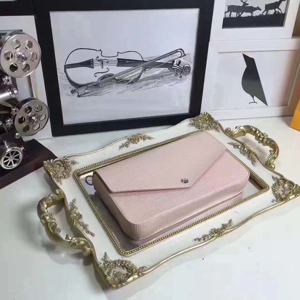 

3pcs felicie wallet luxury l plaid women wallet nicolas ghesquiere fashion exotic bags clutches evening chain wallets pochette purse #3561