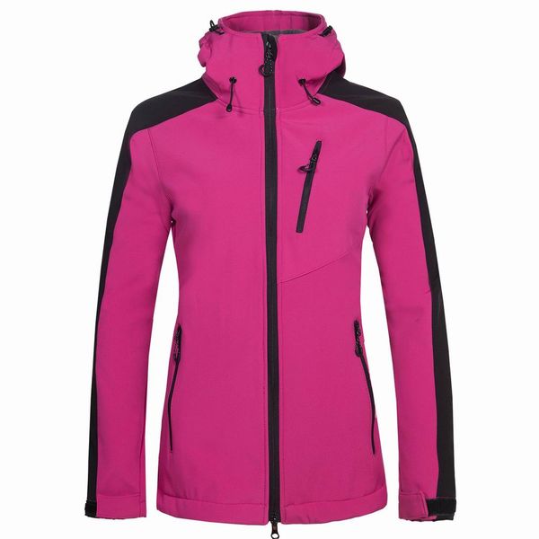 

new outdoor sports woman soft shell jacket windproof waterproof breathable warm jacket hiking camping tourism, Blue;black