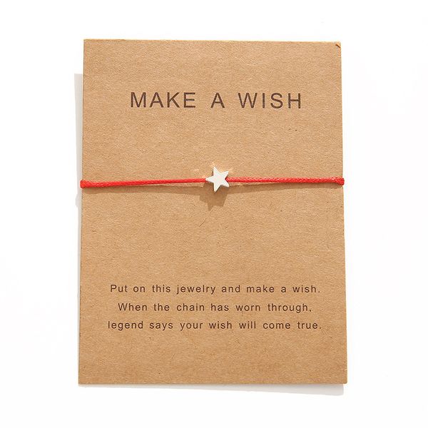Neuankömmling Make A Wish Card-Armbänder, modisches rotes Seil, handgefertigtes Stern-gewebtes Armband, vergoldetes Herz-Charm-Armband für Damen und Herren