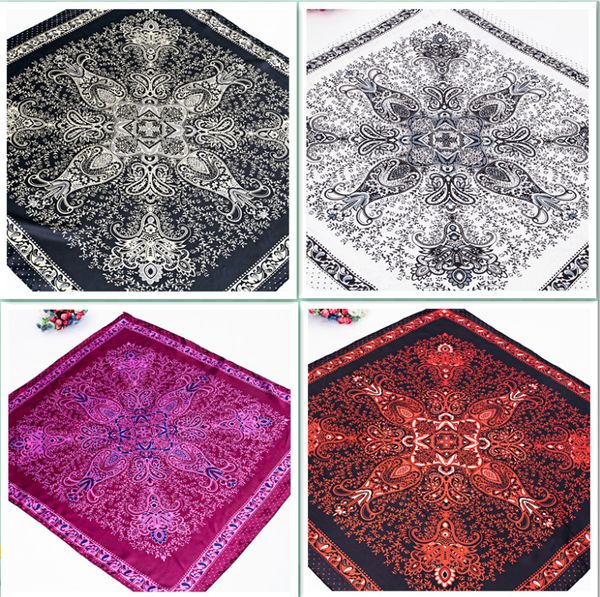 

90*90cm spring summer retro ethnic scarf multicolor scarf paisley design print kerchief woman neck shawl wraps echarpe, Blue;gray