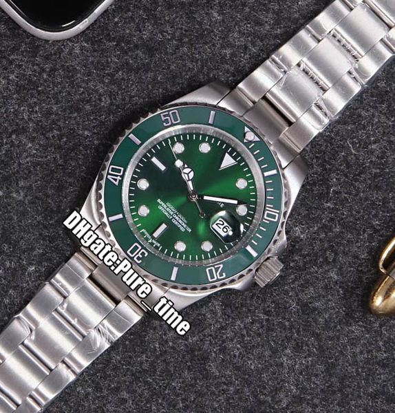 

new green ceramics bezel 116610lv-97200 asian 2813 automatic mens watch green dial sapphire ss steel bracelet gents watches pure_time, Slivery;brown