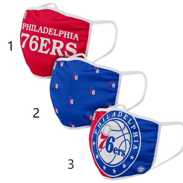 

philadelphia 76ers men women foco cloth face covering 3-pack pm 2.5 filter, Black