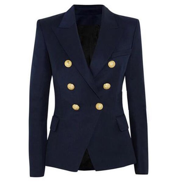 

новая мода 2017 года дизайнер blazer куртки женские двойной брестед metal lion buttons blazer внешние, White;black