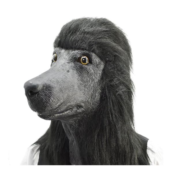 

black poodle dog full face head mask latex full overhead animal fancy dress up carnival mask animal cosplay party