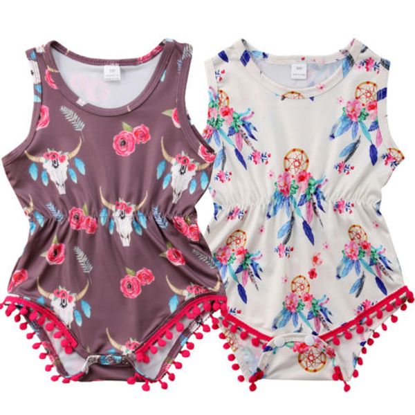 

toddler baby kids girls ruffle sleeveless tassel ball romper jumpsuit outfits clothes, Blue