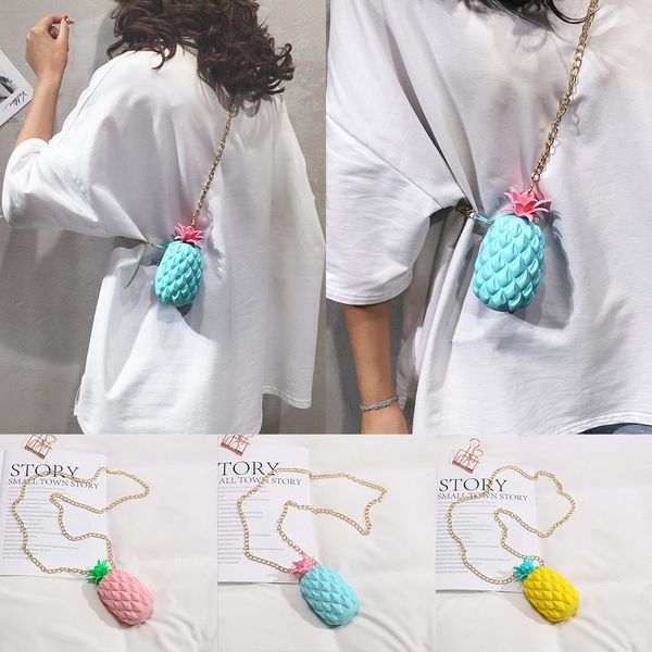 

women's bags pineapple shape clear jelly pack silicone crossbody bags for women fashion messenger bag small shoulder bag #5$