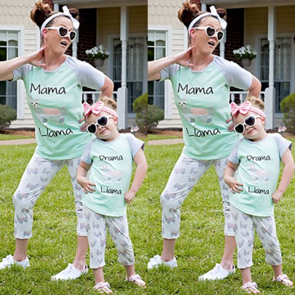 

family matching t-shirt mom daughter baby girls kids outfit clothes, Blue