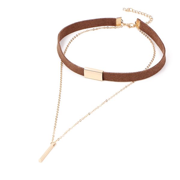 

simple fashion retro double layer necklace women's choker neck ring jewelry accessories wholesale, Silver