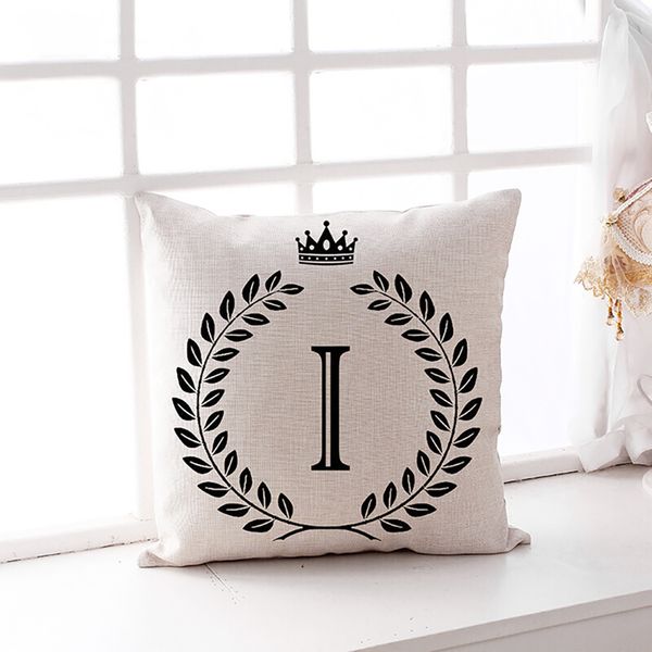 

fashion cotton linen pillow cushion english alphabet printing pillow car home sofa decoration pillowcase with healthy materials