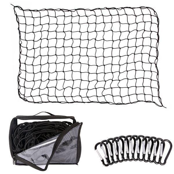 

universal car trunk luggage storage cargo organizer nylon stretchable elastic auto net with 12 d clip carabiners 120x180cm