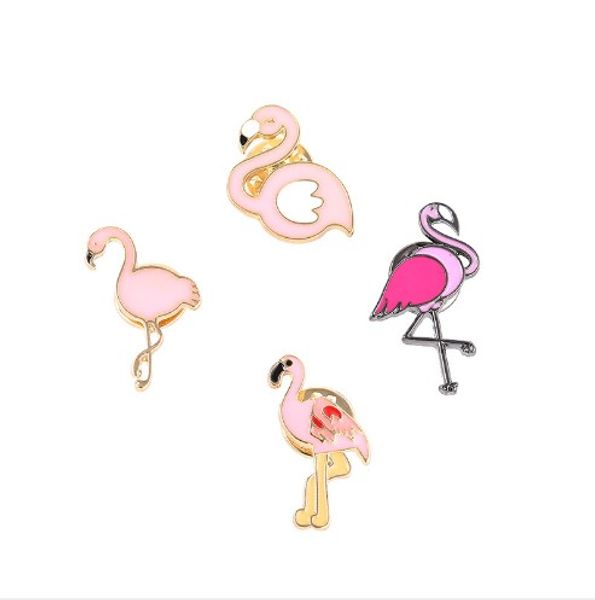 

flamingo pin brooches enamel lapel pins animal brooches for clothing bag backpack hat jewelry diy accessories, Gray