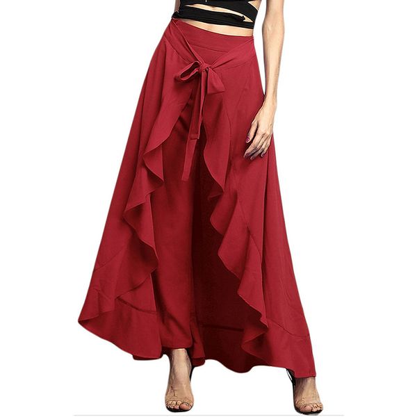 

women cotton new wide leg pants fashion plus size solid drawstring lace up women skirt pant loose long autumn trousers, Black;white