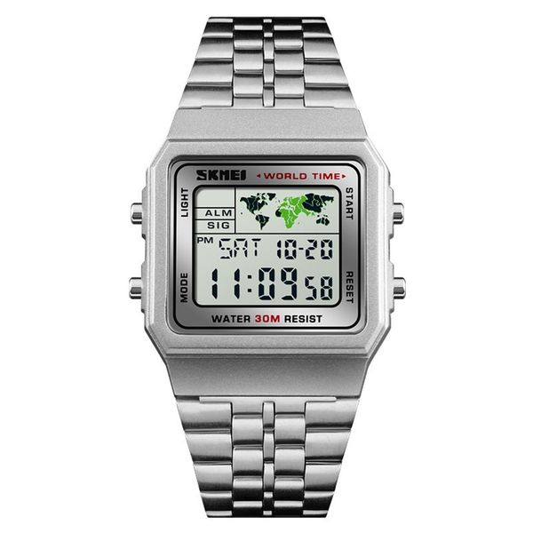 

skmei watch fashion square electronic watch retro nostalgic style fashion creative design simple wild dropshipping, Slivery;brown