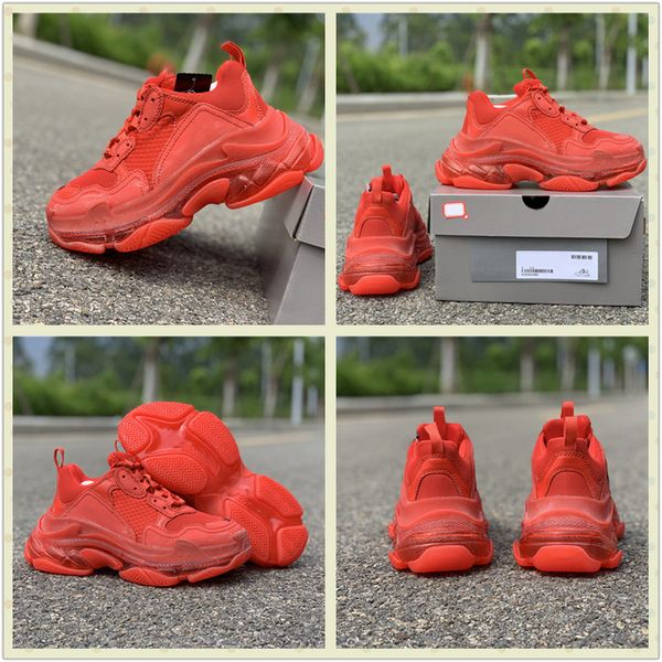 

Top IG Paris Triple S Distressed Designer Shoes Red Luxury Transparent Crystal OG Casual Shoes Sneaker Size35-46