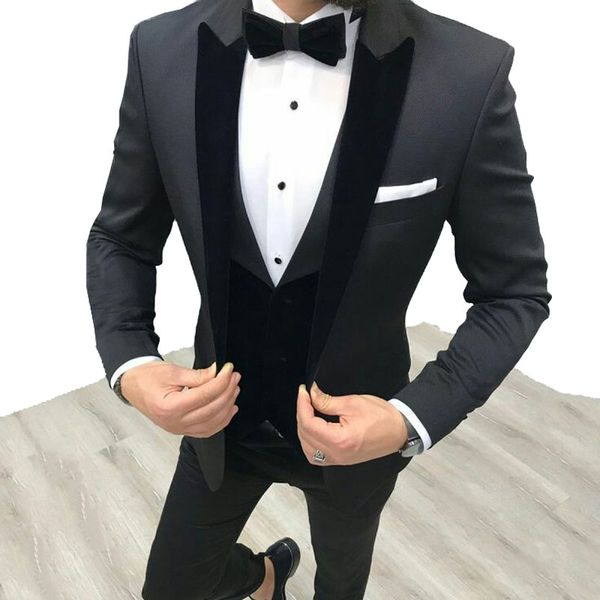 

formal men suits for wedding groom tuxedos black man blazer slim fit terno masculino groomsmen blazer costume homme man clothing 3piece, Black;gray