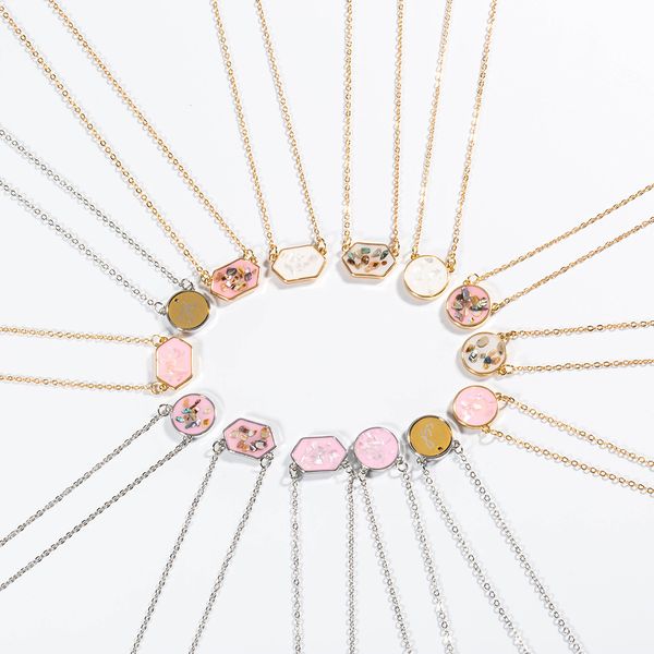 

26 a-z английский первоначальное ожерелье с двусторонней английской буквой ожерелье новые дизайнерские ожерелья шестиугольник кулон ювелирны, Silver