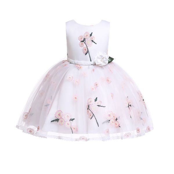 

girls dress princess flowers casual daily kid child girl sleeveless floral embroidered princess prom dress clothes d300311, Red;yellow