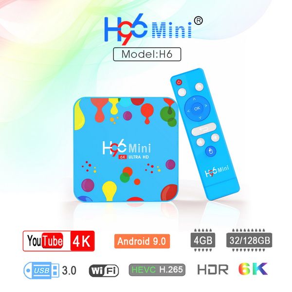 

h96 mini 6k smart tv box android 9.0 4gb ram 128gb rom 32g allwinner h6 quad core usb3.0 2.4g wifi youtube tvbox media player